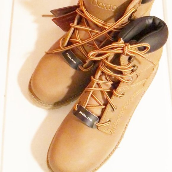 Boots Steel toe work mens new size 7M steel Dexter Work thick heel padding laces main image 4